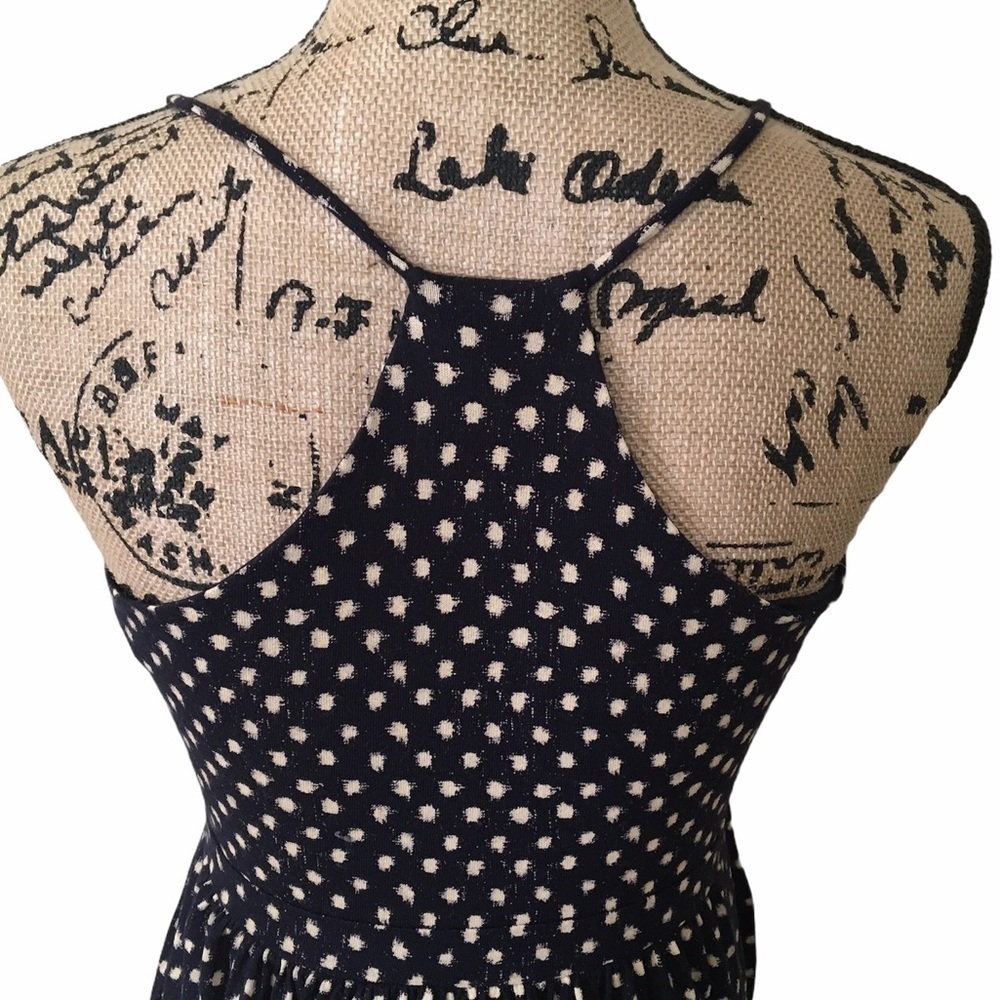 LOFT Ann Taylor Black White Polka Dot Cami Dress XS Rayon Sundress - Picture 6 of 8